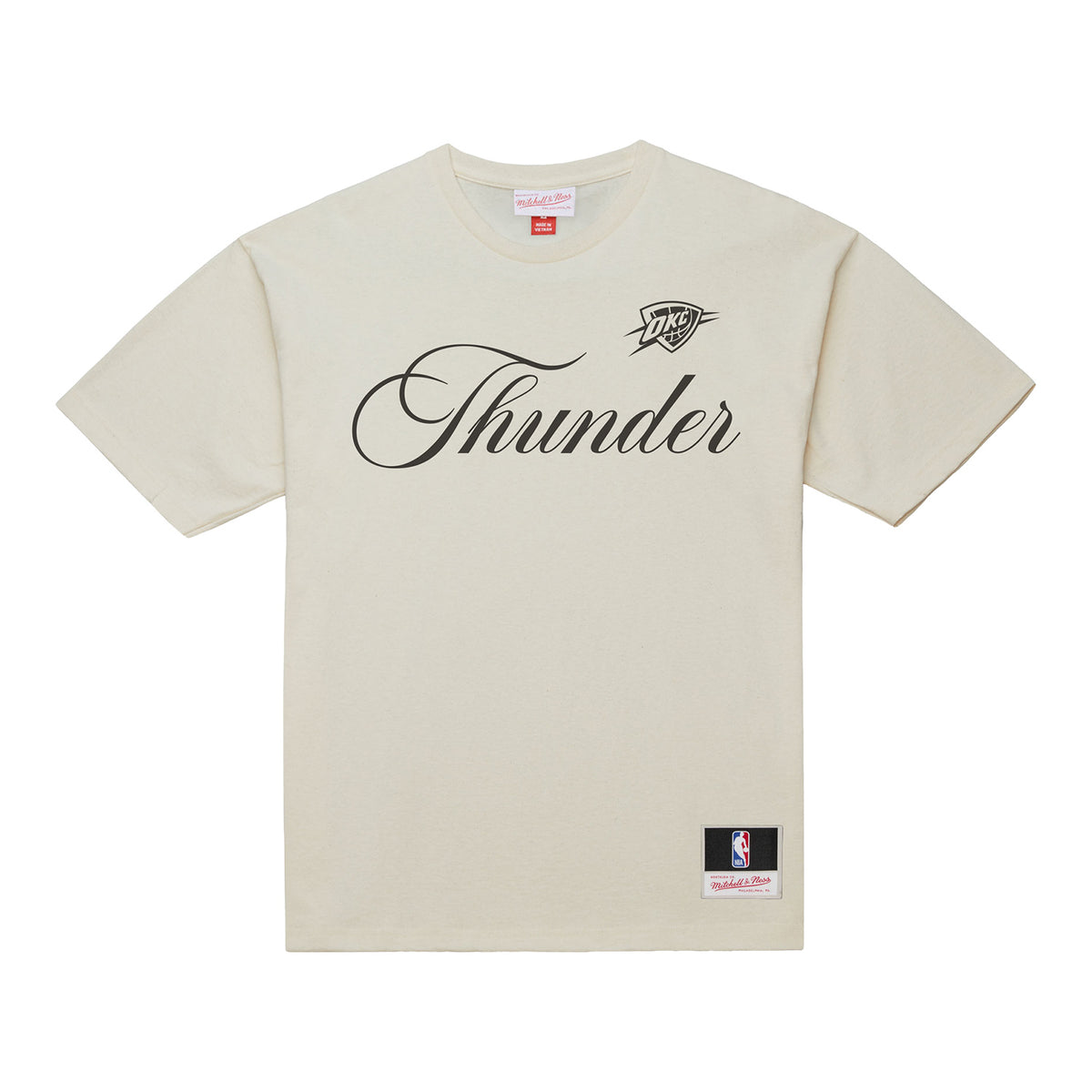 OKC Thunder Mitchell & Ness Cookies and Cream T-Shirt in White - Front View
