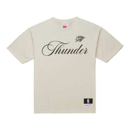 OKC Thunder Mitchell & Ness Cookies and Cream T-Shirt in White - Front View
