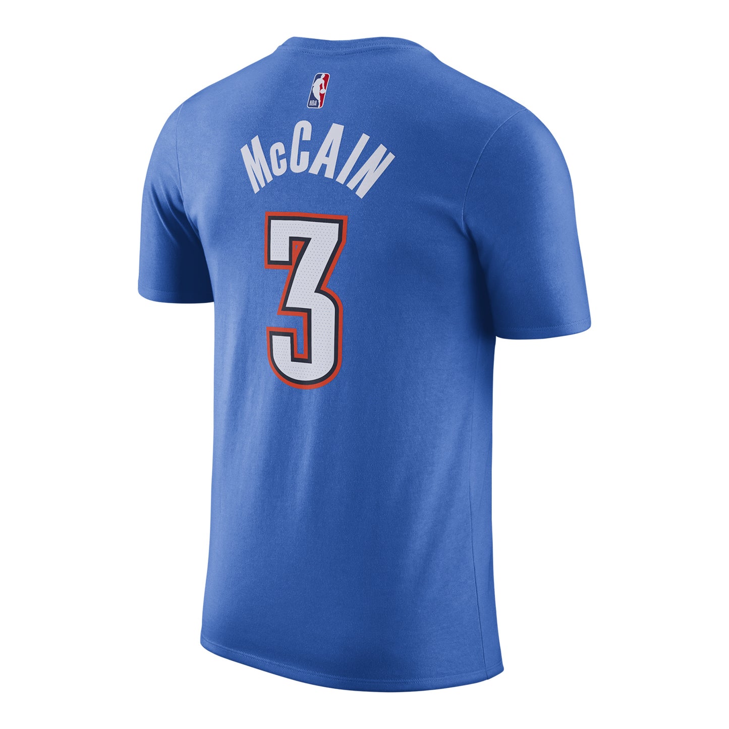 OKC Thunder Nike Icon Edition Jared McCain Name & Number T-Shirt in Blue - Back View