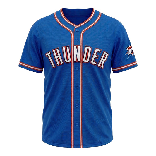 OKC Thunder FISLL Icon Baseball Jersey in Blue - Front View