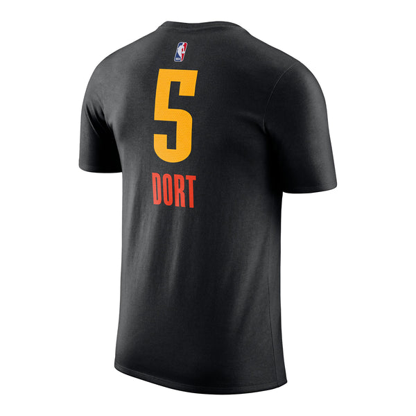 2024-25 OKLAHOMA CITY THUNDER LOU DORT CITY EDITION NAME & NUMBER T-SHIRT IN BLACK - BACK VIEW