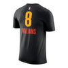 2024-25 OKLAHOMA CITY THUNDER JALEN WILLIAMS #8 CITY EDITION NAME & NUMBER T-SHIRT IN BLACK - BACK VIEW