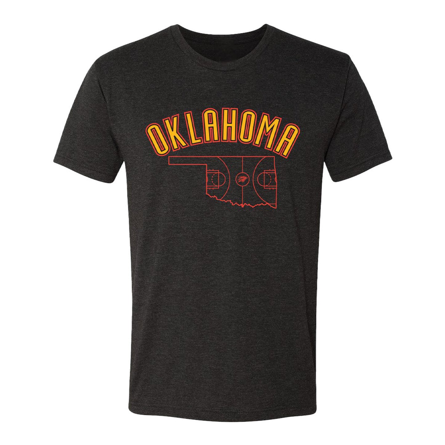 2024-25 OKC THUNDER CITY EDITION STATE BASKETBALL COURT T-SHIRT - Front View