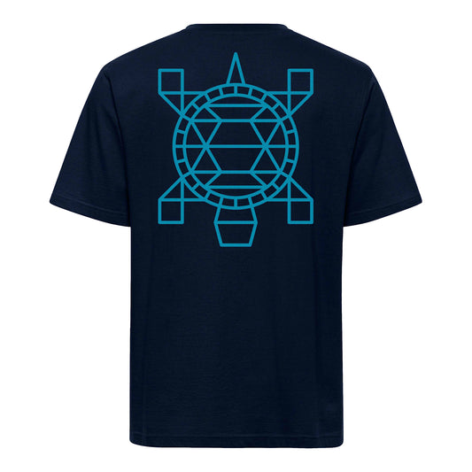 OKC Thunder Sportiqe City Edition 2025-26 Native Turtle Duke T-Shirt in Blue - Back View