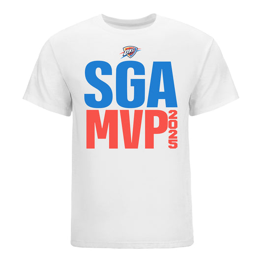 Shai Gilgeous-Alexander 2025 Mvp Text T-Shirt in White - Front View