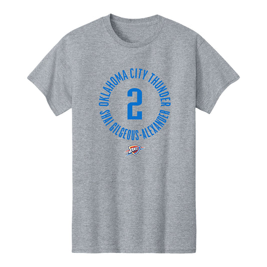 OKC Thunder Shai Gilgeous-Alexander Circle N&n T-Shirt in Grey - Front View
