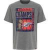 OKC THUNDER 2025 NBA CHAMPIONSHIP SPORTIQE POSTER T-SHIRT IN GREY - FRONT VIEW