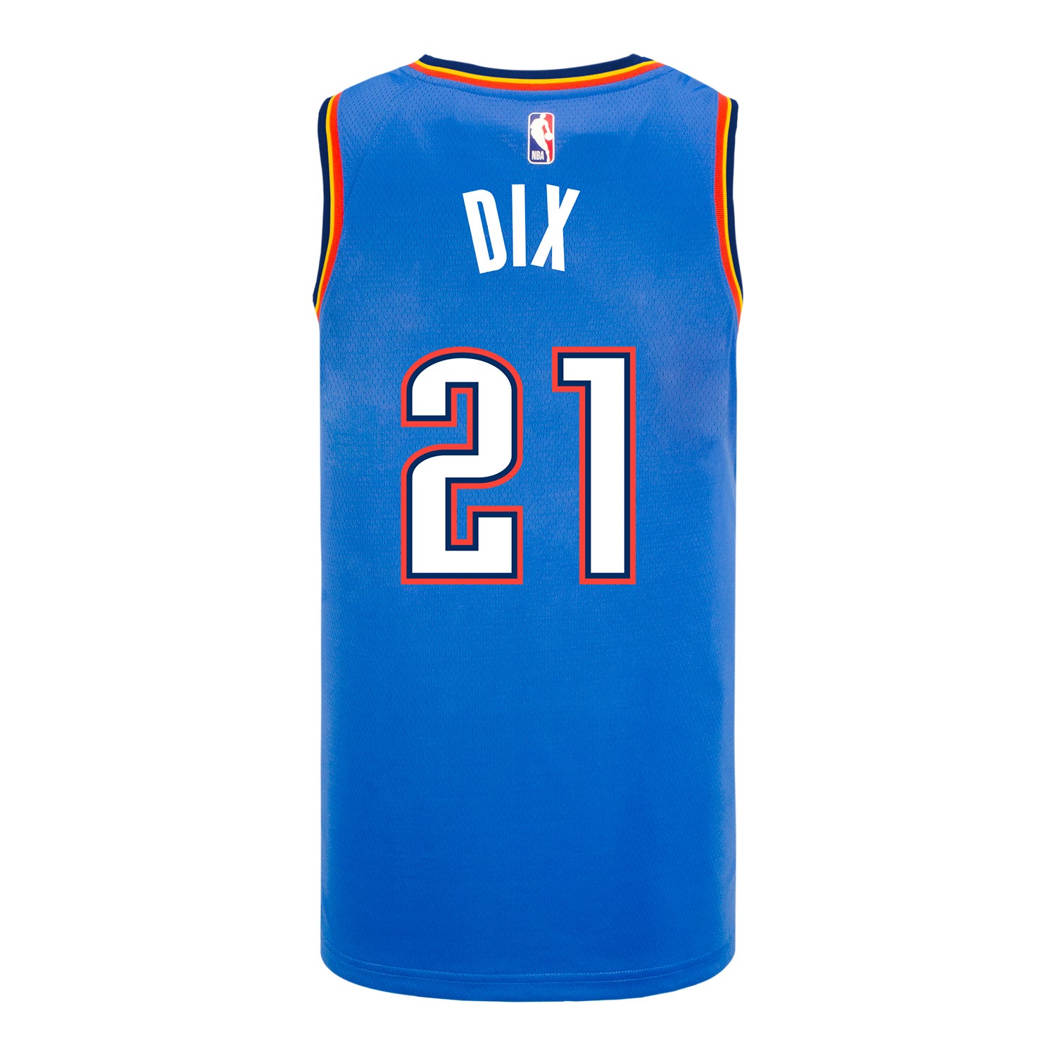 OKLAHOMA CITY THUNDER JOSH DIX ICON SWINGMAN JERSEY IN BLUE - BACK VIEW