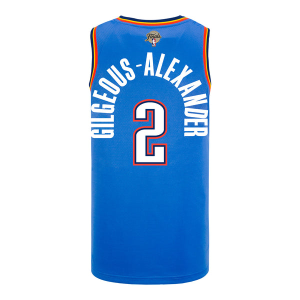 Youth Oklahoma City Thunder Shai Gilgeous-Alexander NBA FINALS Icon Swingman Jersey 2024-25 in Blue - Back View