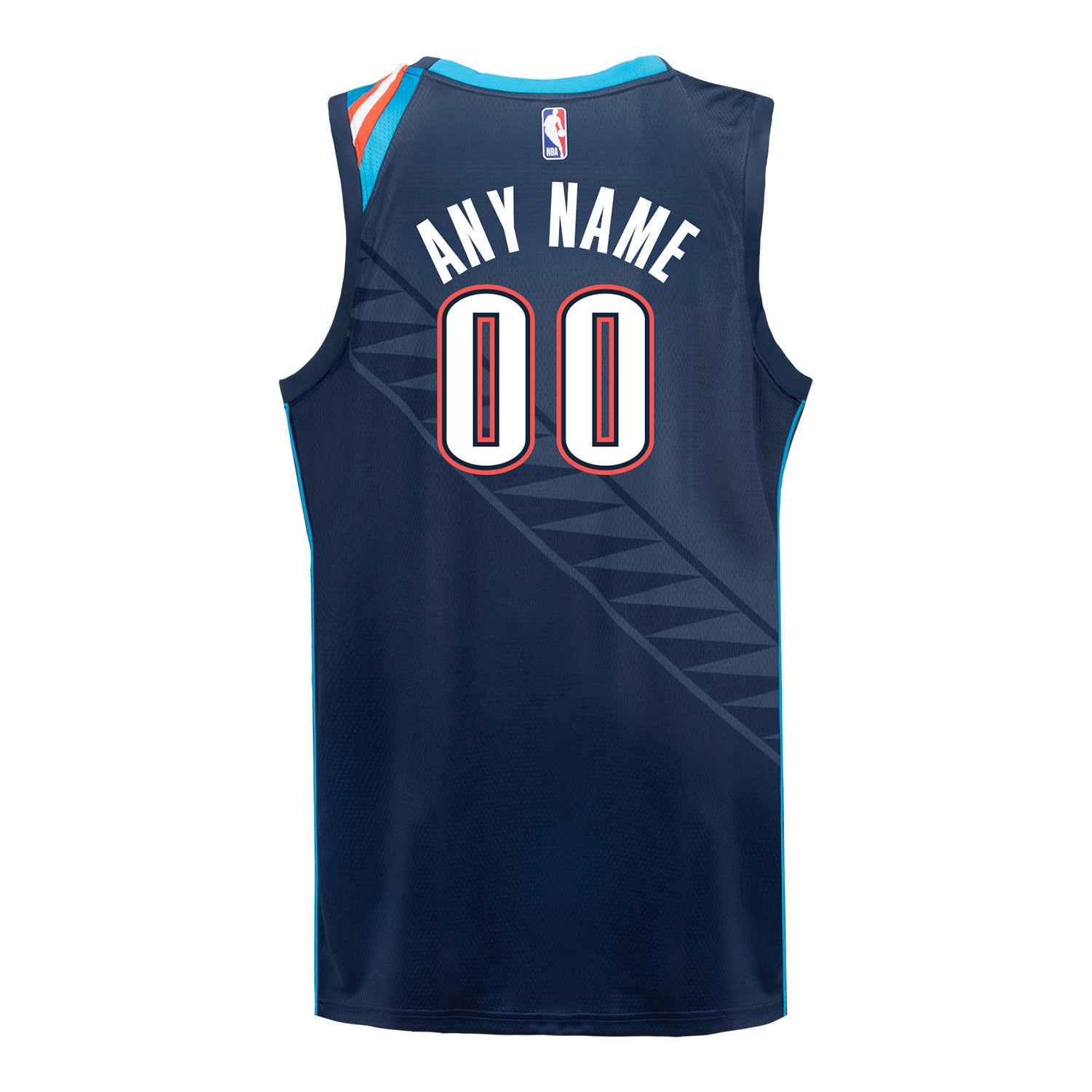 2025-26 OKLAHOMA CITY THUNDER CUSTOM CITY EDITION SWINGMAN JERSEY in Blue - Back view