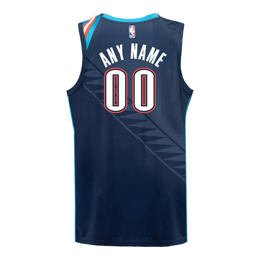 2025-26 OKLAHOMA CITY THUNDER CUSTOM CITY EDITION SWINGMAN JERSEY in Blue - Back view