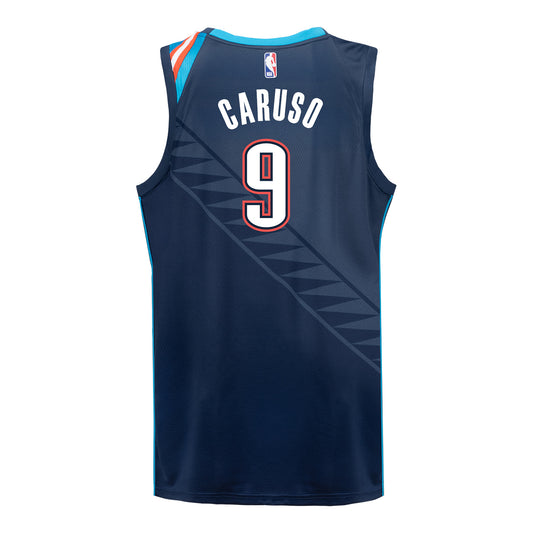 YOUTH 2025-26 OKLAHOMA CITY THUNDER ALEX CARUSO CITY EDITION SWINGMAN JERSEY in Navy - Back View