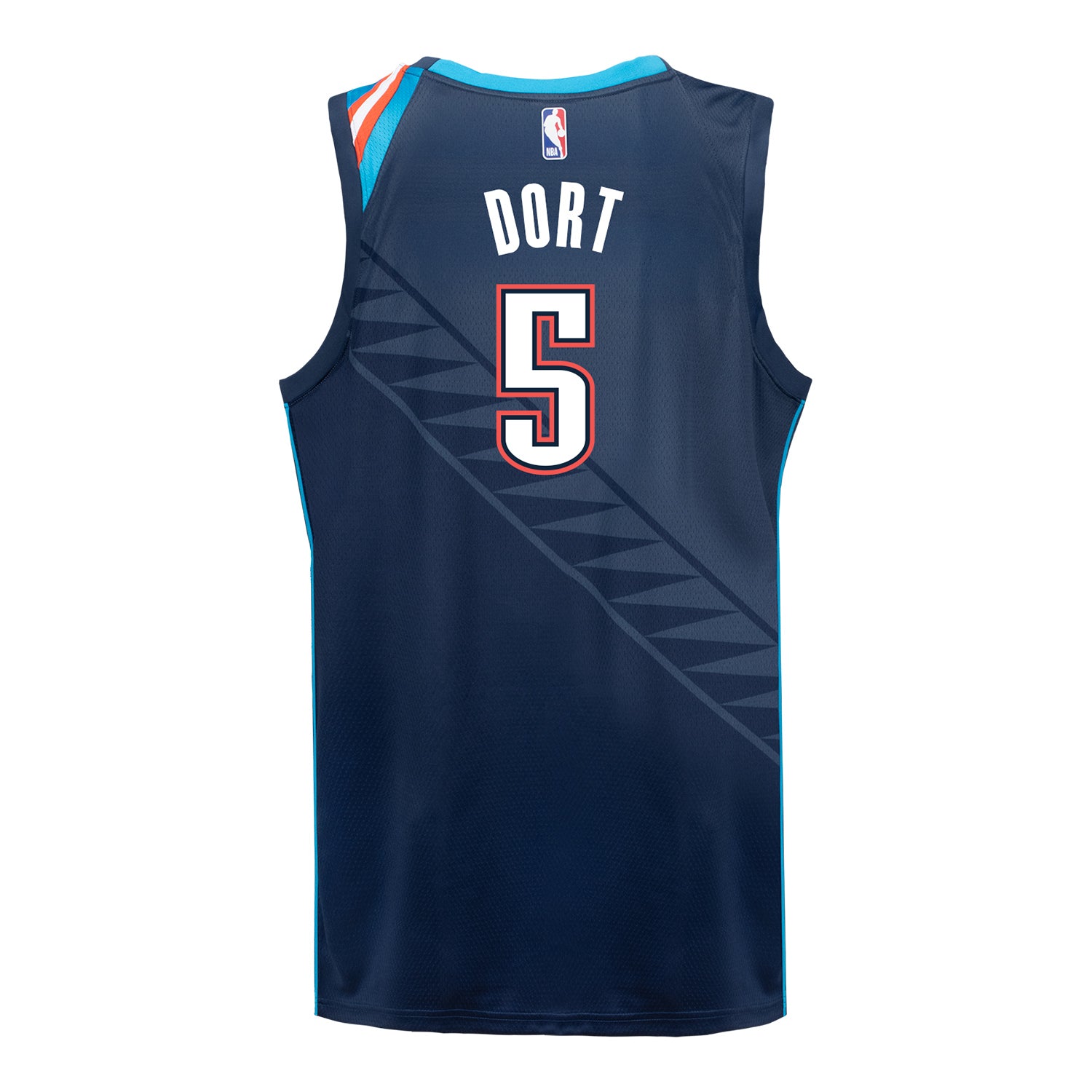 2025-26 OKLAHOMA CITY THUNDER LUGUENTZ DORT CITY EDITION SWINGMAN JERSEY in Blue - Back View