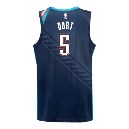 2025-26 OKLAHOMA CITY THUNDER LUGUENTZ DORT CITY EDITION SWINGMAN JERSEY in Blue - Back View