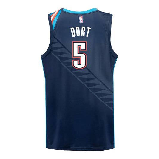 2025-26 OKLAHOMA CITY THUNDER LUGUENTZ DORT CITY EDITION SWINGMAN JERSEY in Blue - Back View