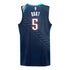 2025-26 OKLAHOMA CITY THUNDER LUGUENTZ DORT CITY EDITION SWINGMAN JERSEY in Blue - Back View
