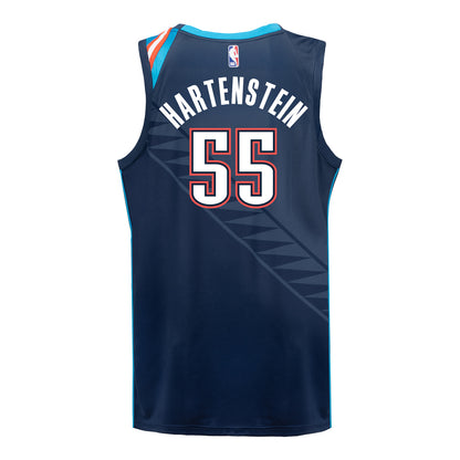 YOUTH 2025-26 OKLAHOMA CITY THUNDER ISAIAH HARTENSTEIN CITY EDITION SWINGMAN JERSEY in Blue - Back View