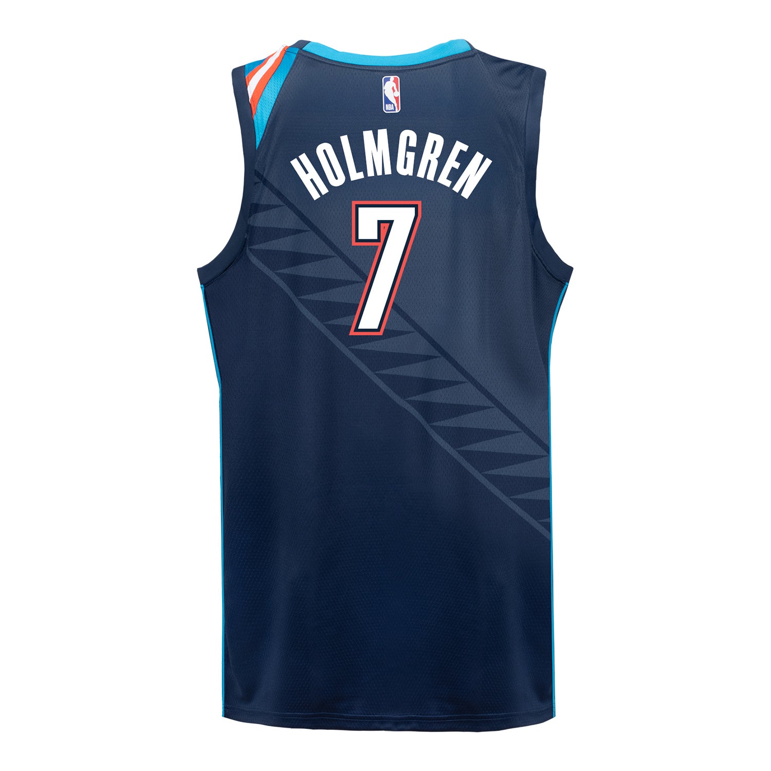 2025-26 OKLAHOMA CITY THUNDER CHET HOLMGREN CITY EDITION SWINGMAN JERSEY in Blue - BAck view