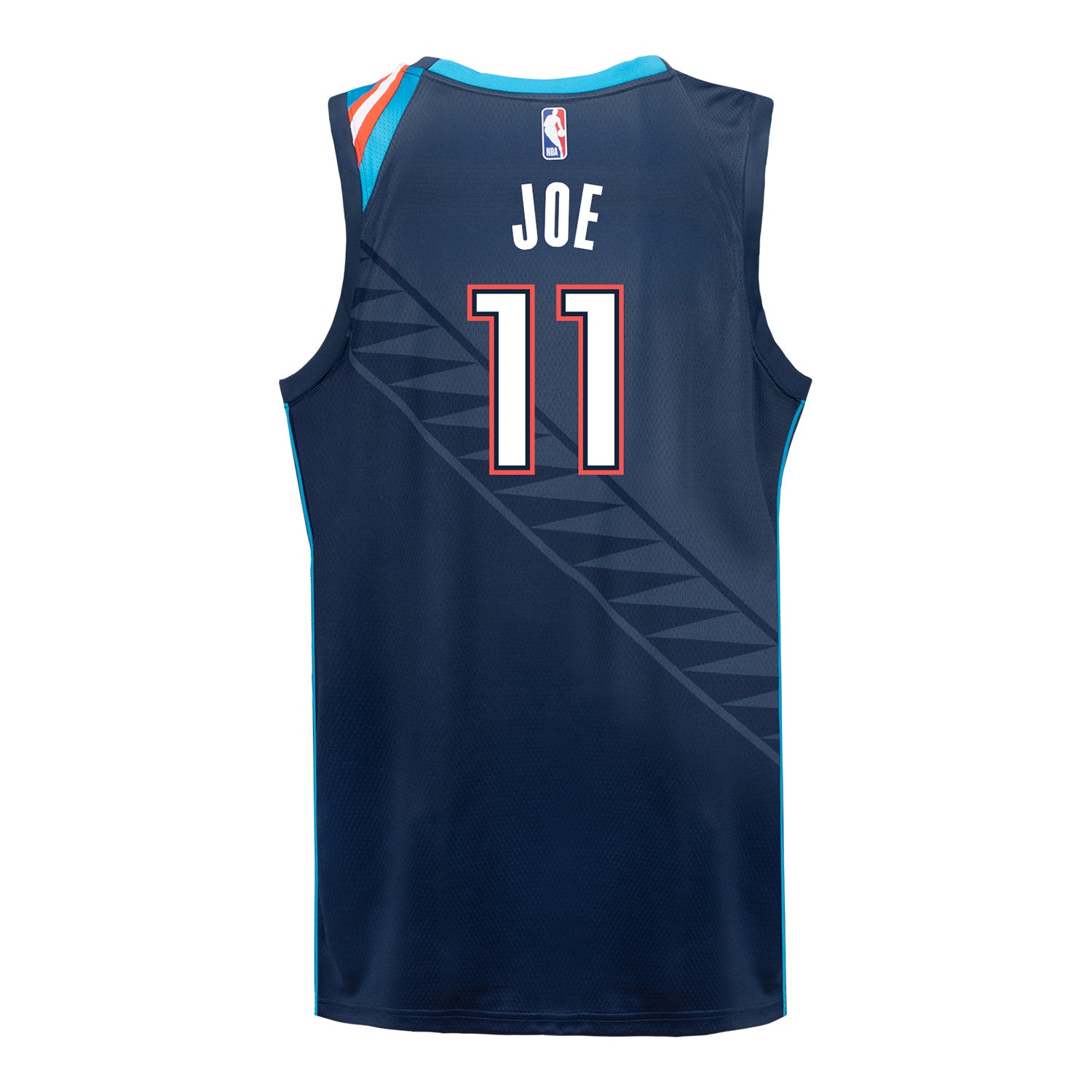 YOUTH 2025-26 OKLAHOMA CITY THUNDER ISAIAH JOE CITY EDITION SWINGMAN JERSEY in Blue - Back View