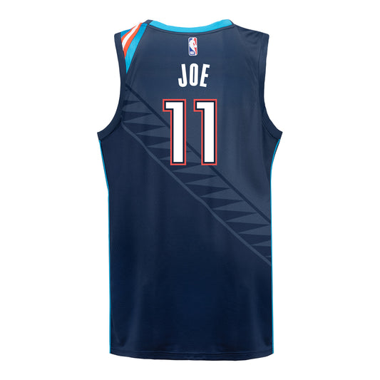 YOUTH 2025-26 OKLAHOMA CITY THUNDER ISAIAH JOE CITY EDITION SWINGMAN JERSEY in Blue - Back View