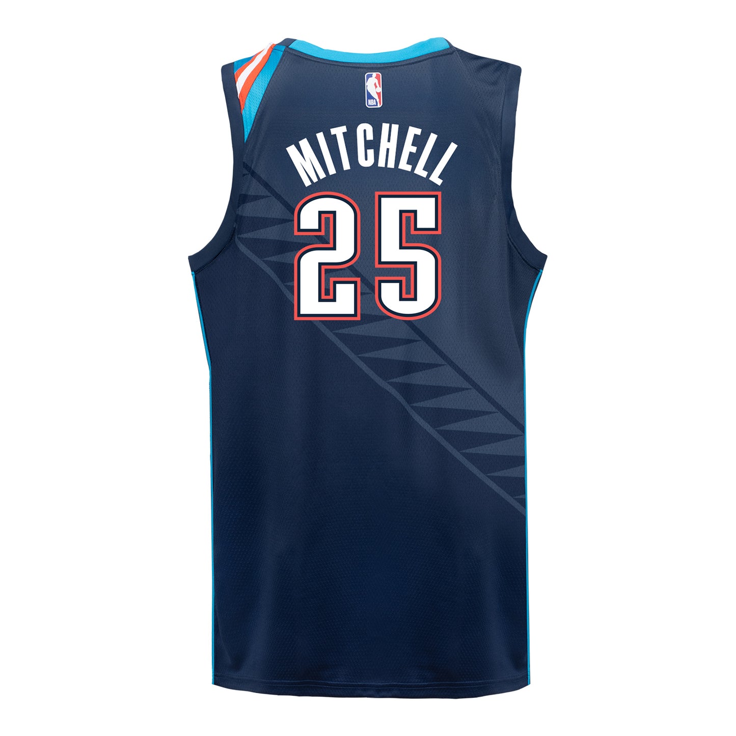 YOUTH 2025-26 OKLAHOMA CITY THUNDER AJAY MITCHELL CITY EDITION SWINGMAN JERSEY in Blue - Back View