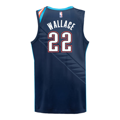YOUTH 2025-26 OKLAHOMA CITY THUNDER CASON WALLACE CITY EDITION SWINGMAN JERSEY in Blue - Back View