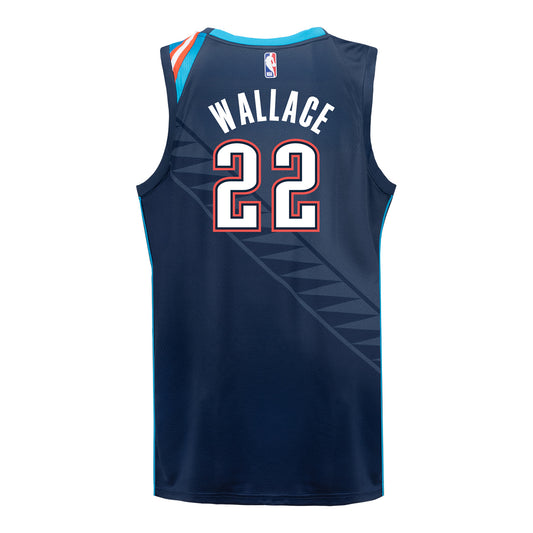 YOUTH 2025-26 OKLAHOMA CITY THUNDER CASON WALLACE CITY EDITION SWINGMAN JERSEY in Blue - Back View