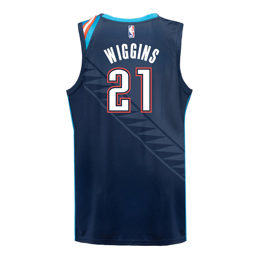 YOUTH 2025-26 OKLAHOMA CITY THUNDER AARON WIGGINS CITY EDITION SWINGMAN JERSEY in Blue - Back View