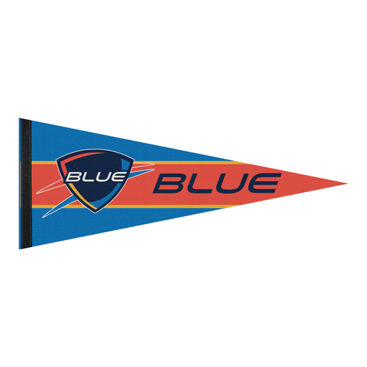 OKC BLUE PREMIUM PENNANT IN BLUE & ORANGE - FRONT VIEW