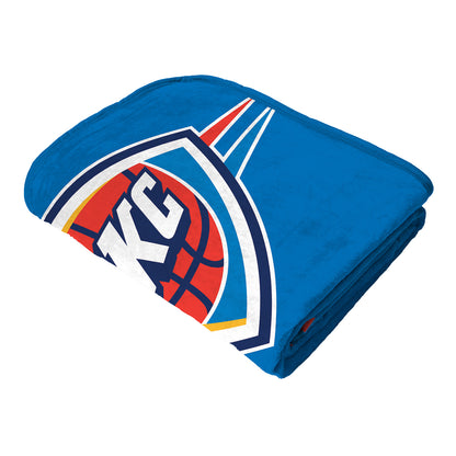 OKLAHOMA CITY THUNDER THUNDERSTACK 4' x 5' RASCHEL BLANKET Folded Up