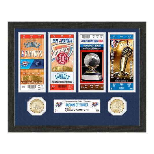 OKC Thunder 2025 NBA Champions Road to The Championship Ticket & Bronze Coin Photo Mint - Front View
