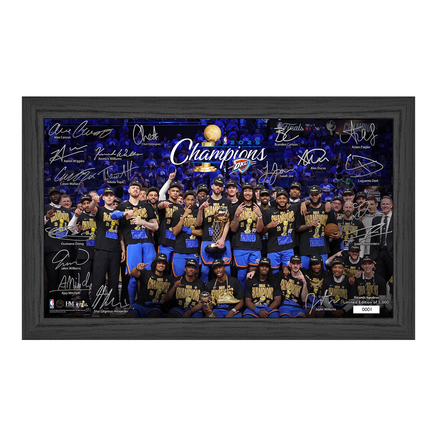 OKC Thunder 2025 NBA Champions Tradition Signature Frame - Front View