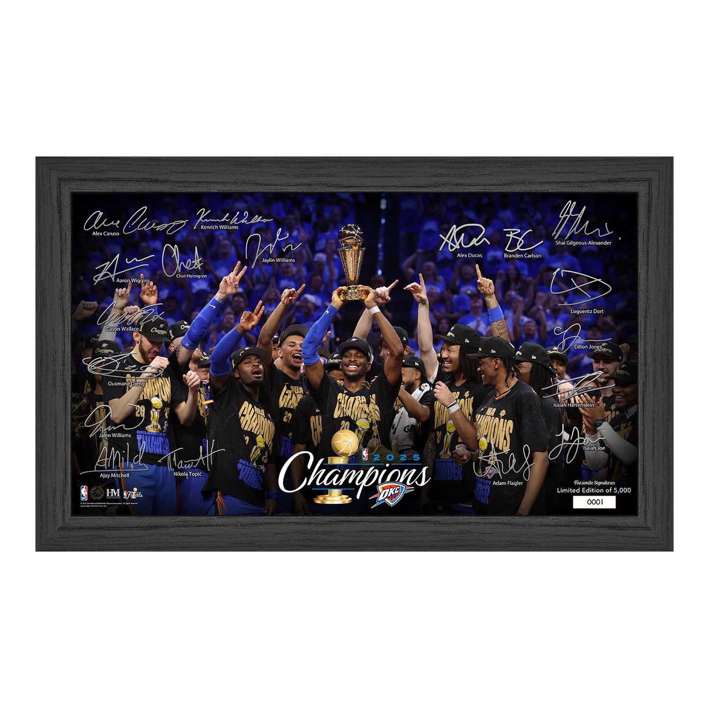 OKC THUNDER 2025 NBA CHAMPIONS SIGNATURE CELEBRATION FRAME - Front View