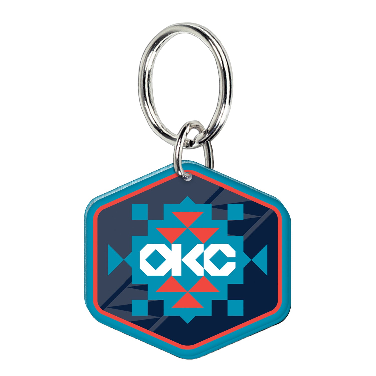 2025-26 OKLAHOMA CITY THUNDER CITY EDITION ACRYLIC KEY RING in Blue - Front View