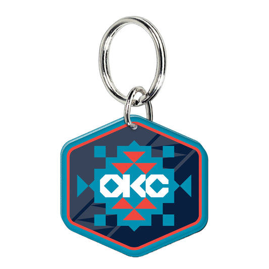 2025-26 OKLAHOMA CITY THUNDER CITY EDITION ACRYLIC KEY RING in Blue - Front View