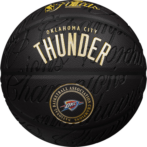 OKC Thunder 2025 NBA Champions Basketball in Black - Logo View