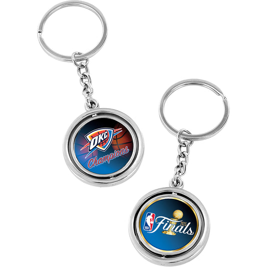 OKC Thunder 2025 NBA Champions Spinner Keychain - Front and Back View