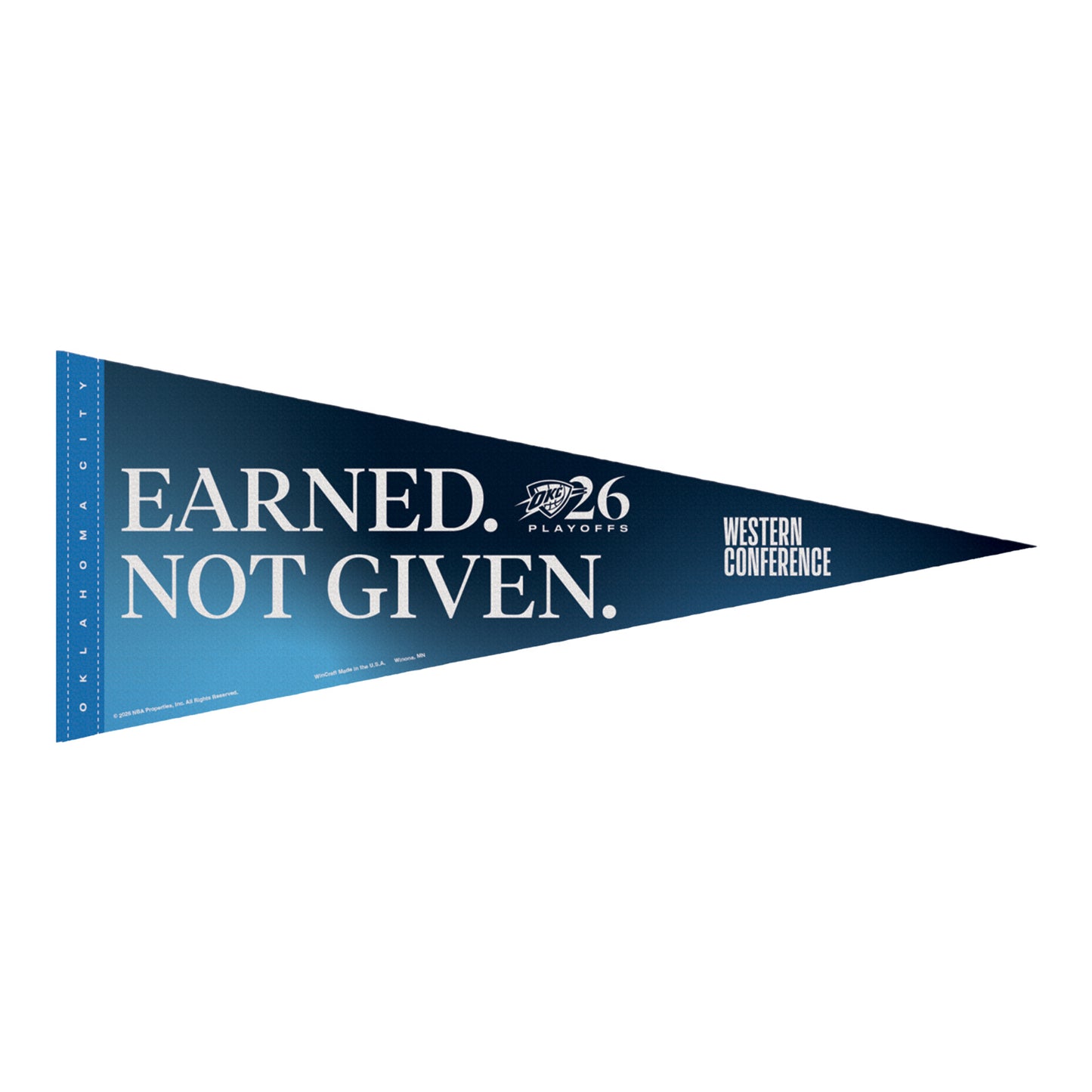 OKC Thunder WinCraft 2026 Playoffs Pennant in Blue - Front View