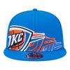 YOUTH OKC THUNDER NEW ERA 950 SHADOW LOGO SNAPBACK IN BLUE - FRONT VIEW