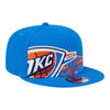 YOUTH OKC THUNDER NEW ERA 950 SHADOW LOGO SNAPBACK IN BLUE - FRONT RIGHT VIEW