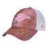 YOUTH OKC THUNDER NEW ERA 940 SPARKLE HEARTS HAT IN PINK - FRONT LEFT VIEW