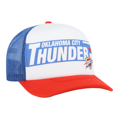 YOUTH '47 BRAND THUNDER STACK LINE FOAM TRUCKER HAT IN WHITE - FRONT RIGHT VIEW