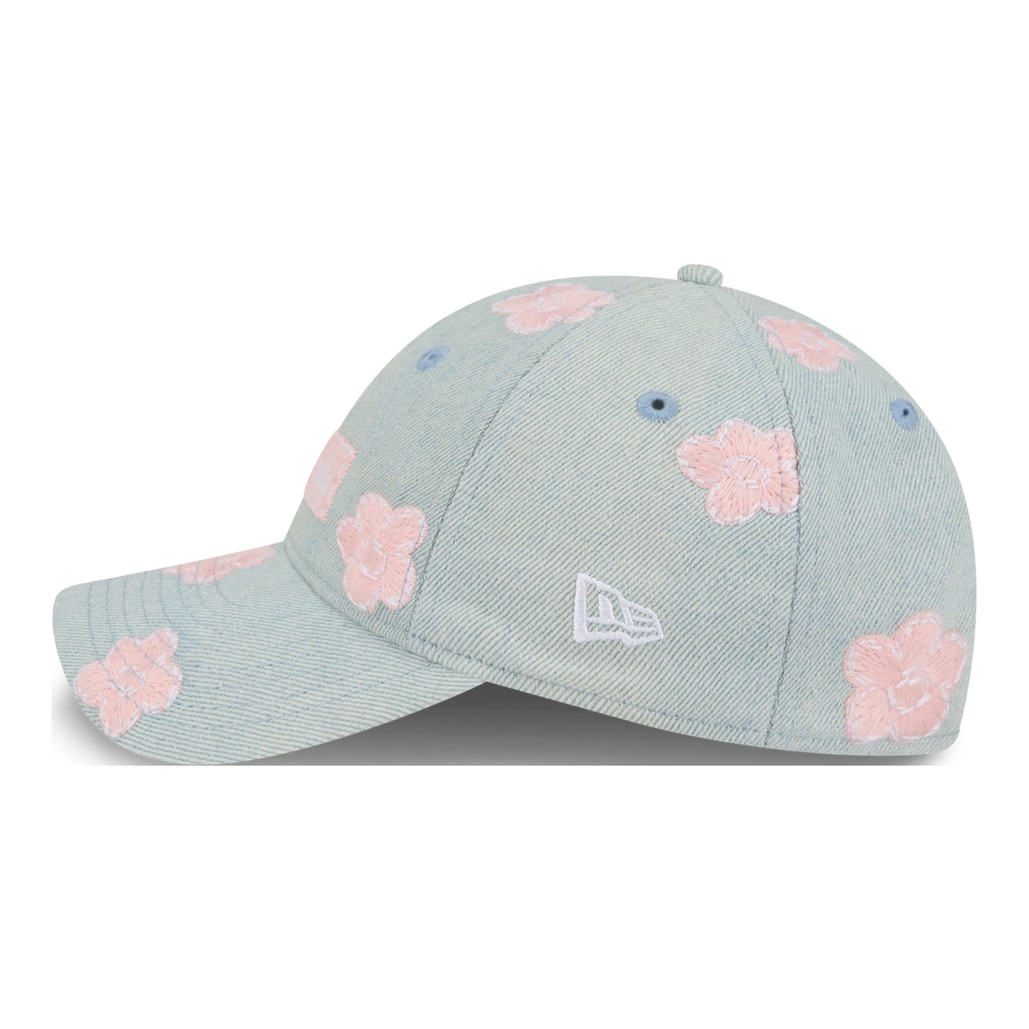 GIRLS OKC THUNDER NEW ERA 920 FLORAL DENIM HAT in Blue - Left Side View