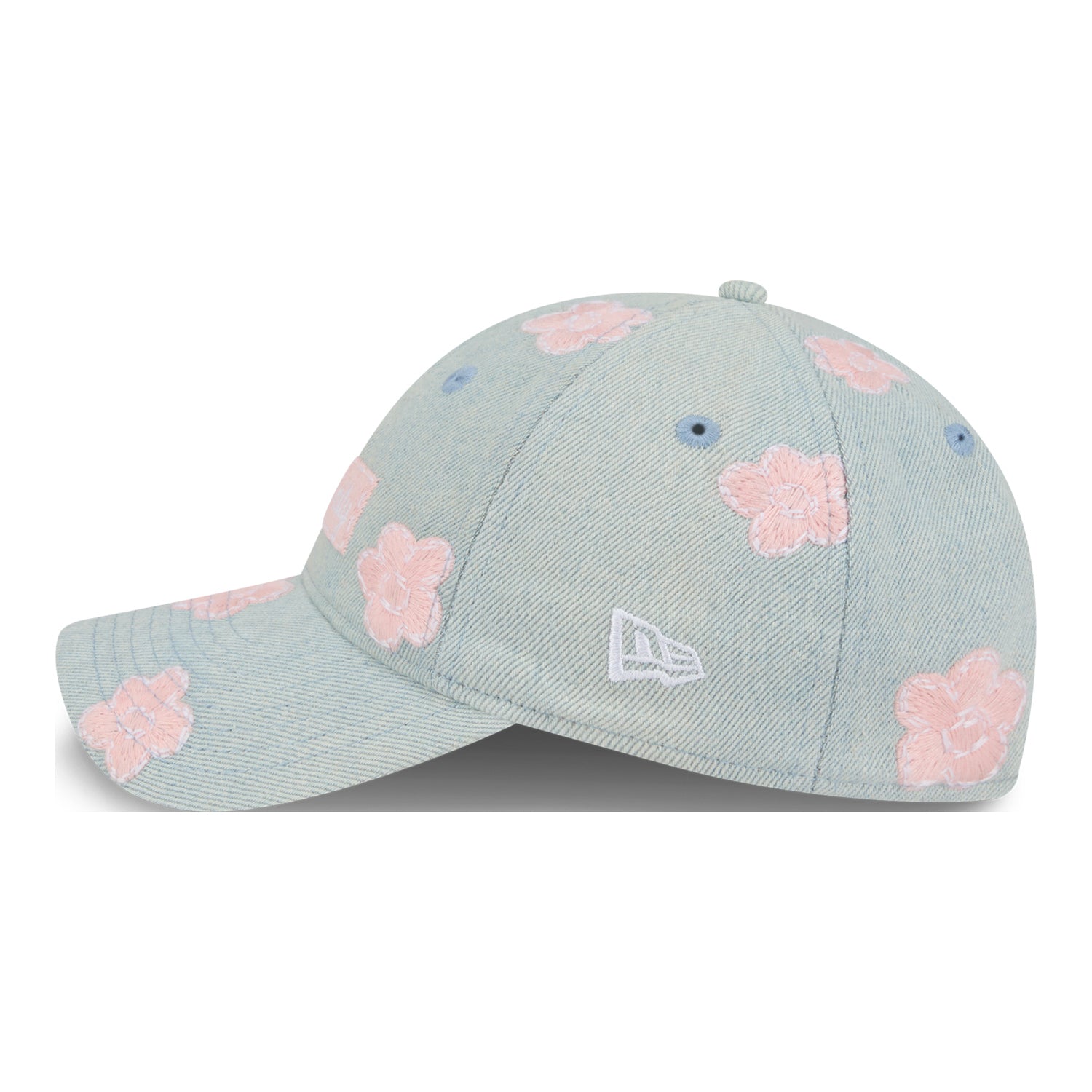 GIRLS OKC THUNDER NEW ERA 920 FLORAL DENIM HAT in Blue - Left Side View