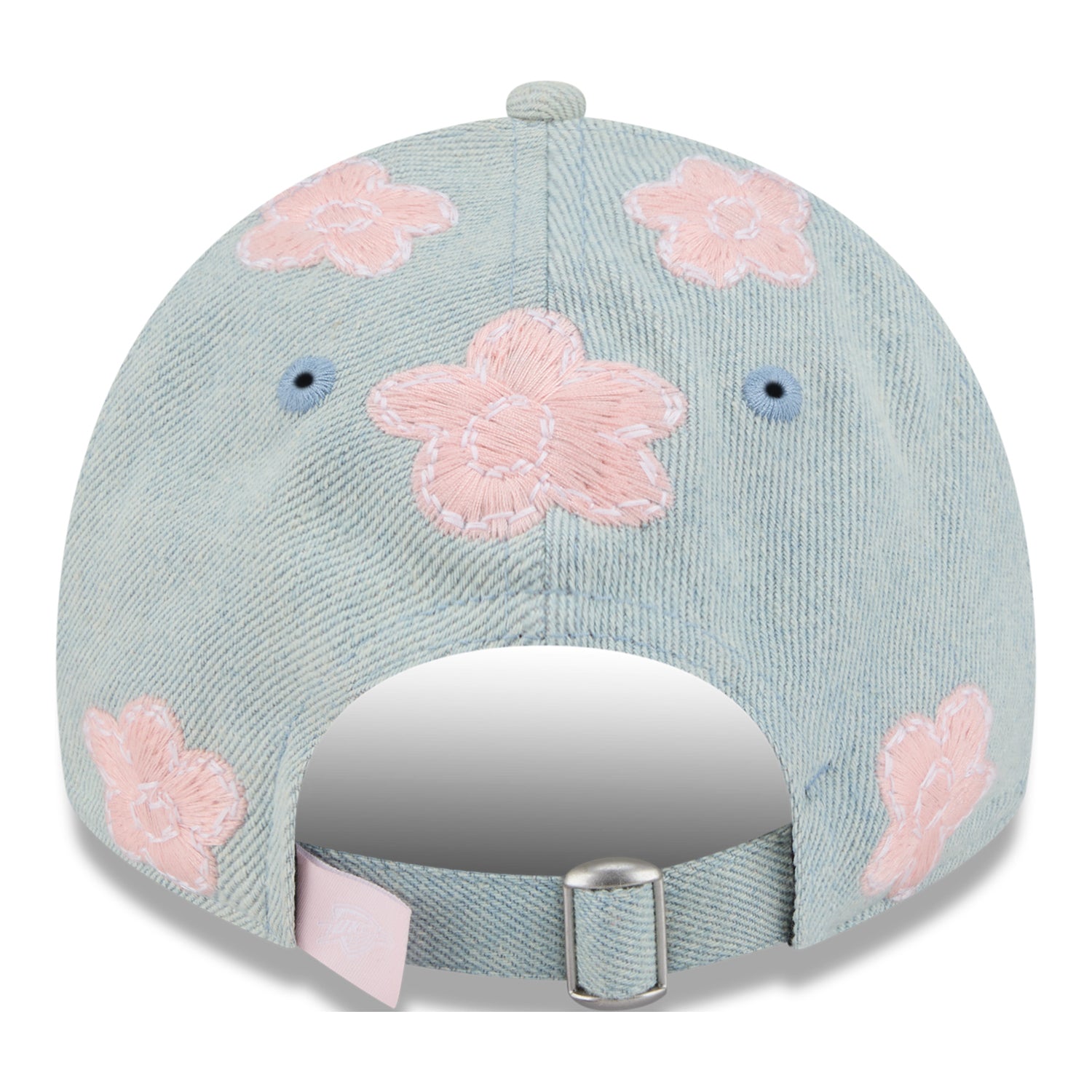 GIRLS OKC THUNDER NEW ERA 920 FLORAL DENIM HAT in Blue -Back View