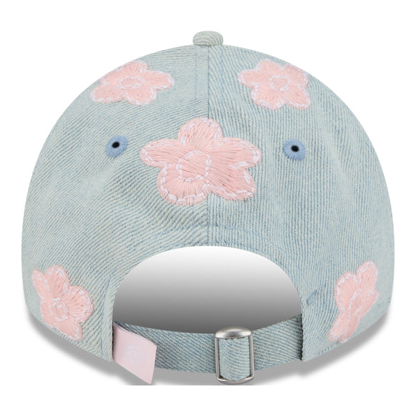 GIRLS OKC THUNDER NEW ERA 920 FLORAL DENIM HAT in Blue -Back View