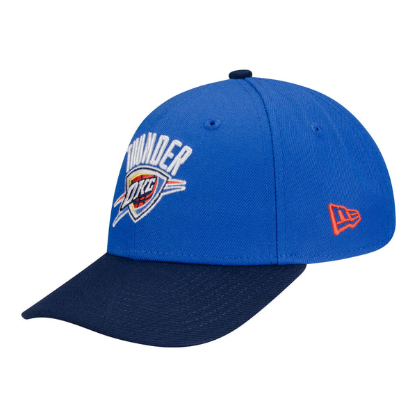 Youth OKC Thunder New Era Global Two-Tone Adjustable Hat in Blue - Front Left View