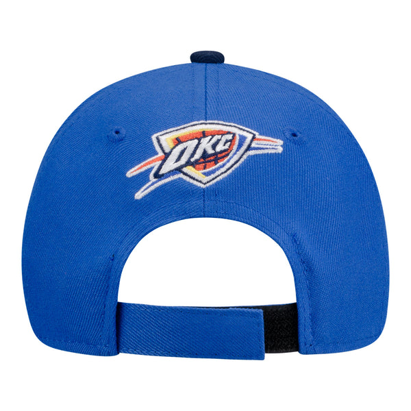 Youth OKC Thunder New Era Global Two-Tone Adjustable Hat in Blue - Back View