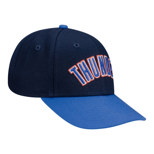 Youth Okc Thunder New Era Wordmark Two-Tone Adjustable Hat In Blue - Front Right View