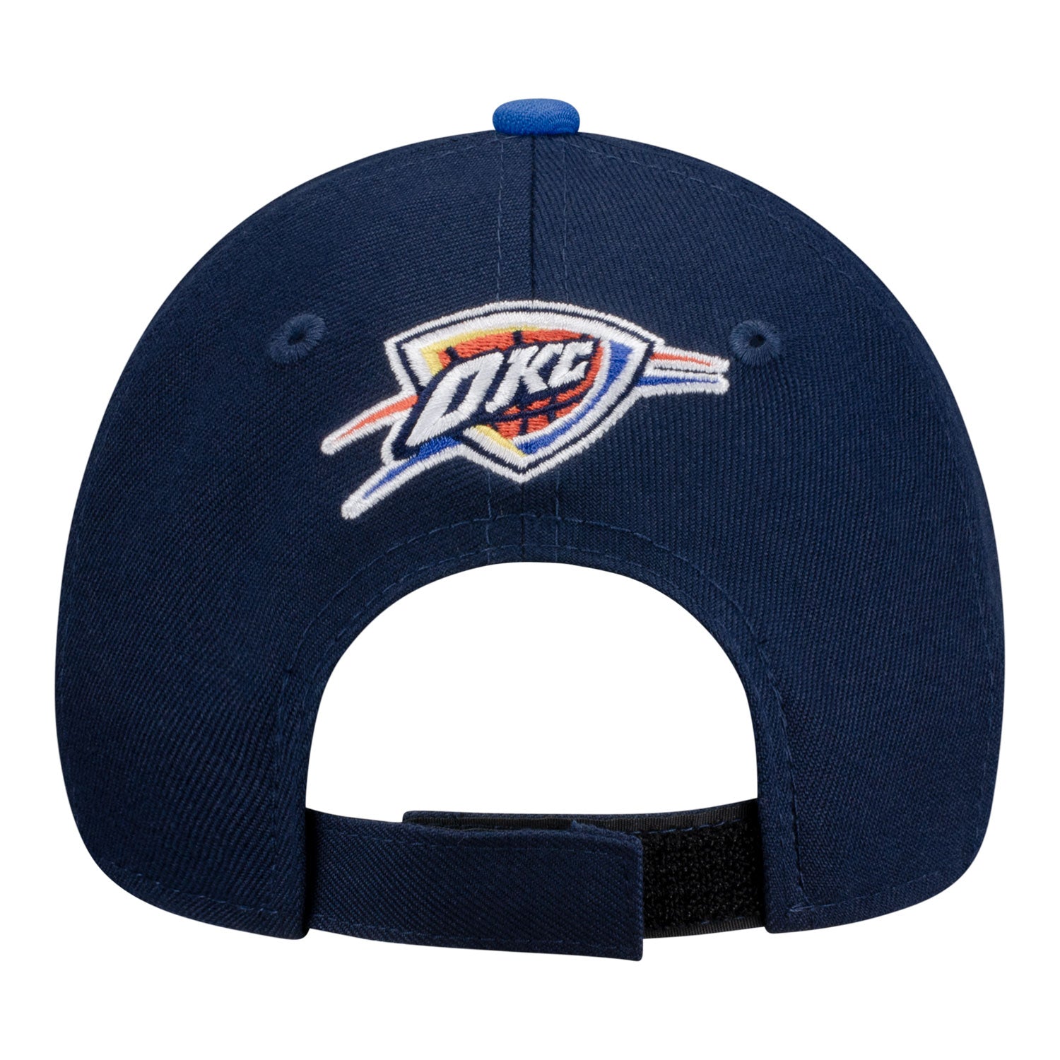 Youth Okc Thunder New Era Wordmark Two-Tone Adjustable Hat In Blue - Back View